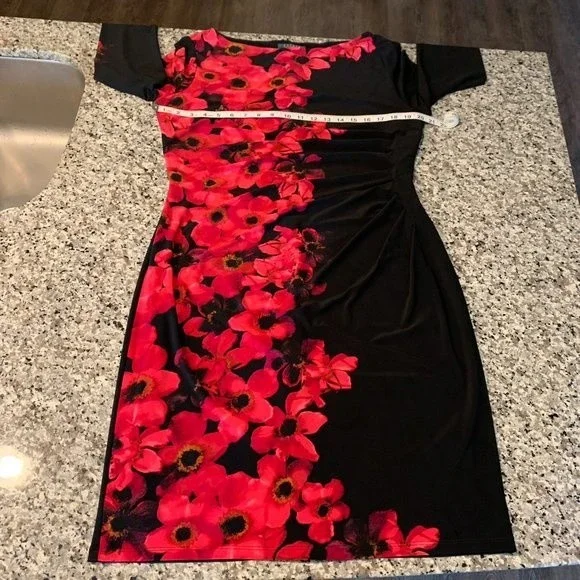 Lauren Ralph Lauren Black and Red Floral Midi Dress - Picture 5 of 9